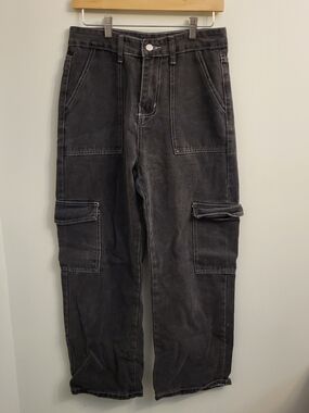 ROMWE Washed Black Straight Leg Cargo Pants